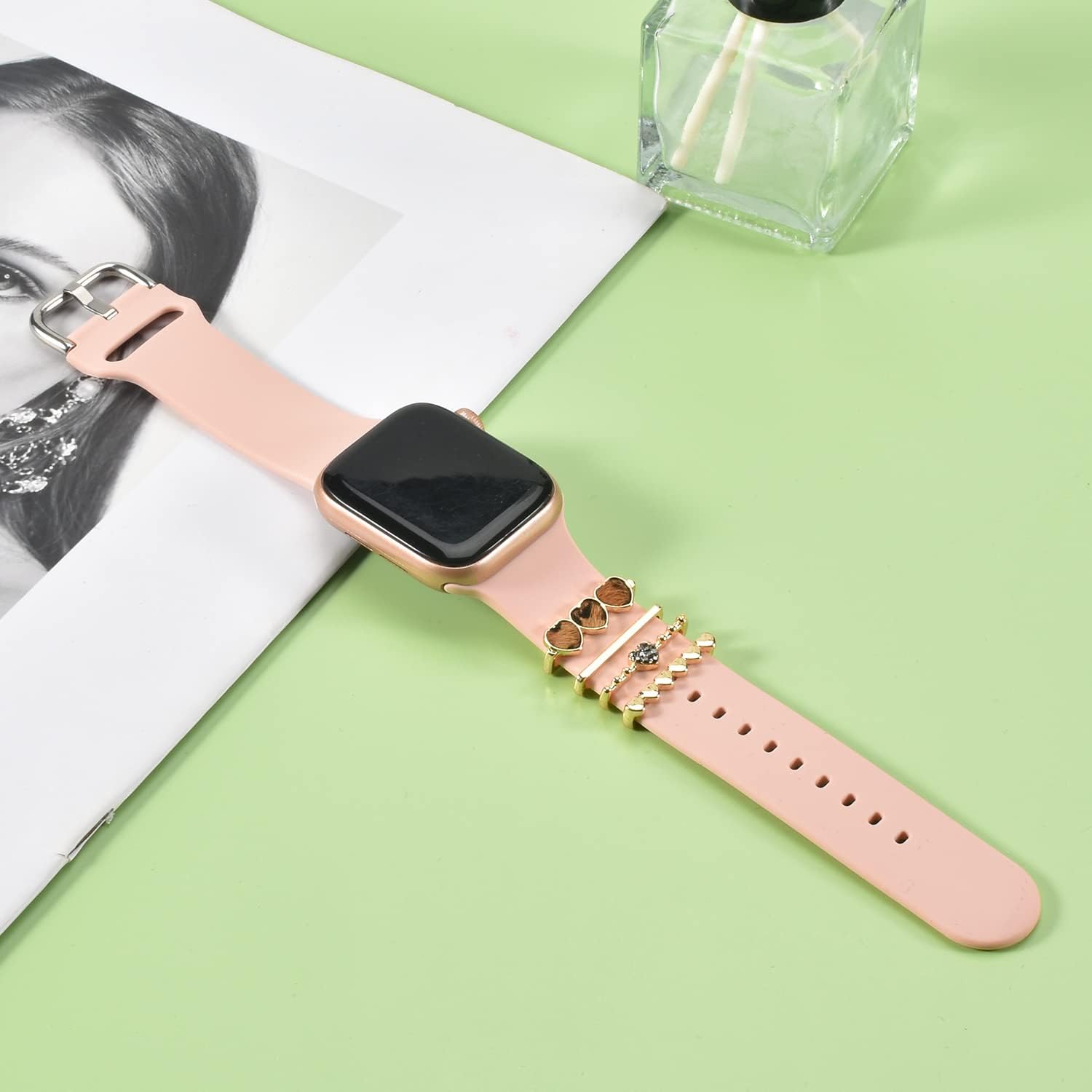 Leopard Watch Band Charms for Apple SmartWatch Band for Decorative Ring Loops 38 40 41 42 44 45mm Compatible with iWatch Series 8 7 6 5 4 3 2 1 Smart Watch Accessories Diamond Jewelry (No Watch Band) - Image 2